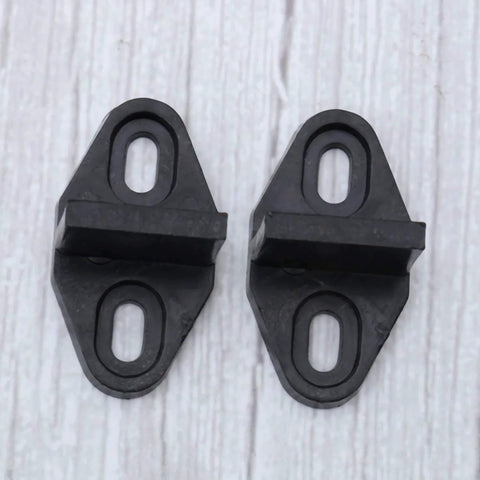 Set Of Two Sliding Barn Door Floor Guides - Adjustable Bottom Mount, Heavy Duty Floor Guides With Screws In Black Finish shown.