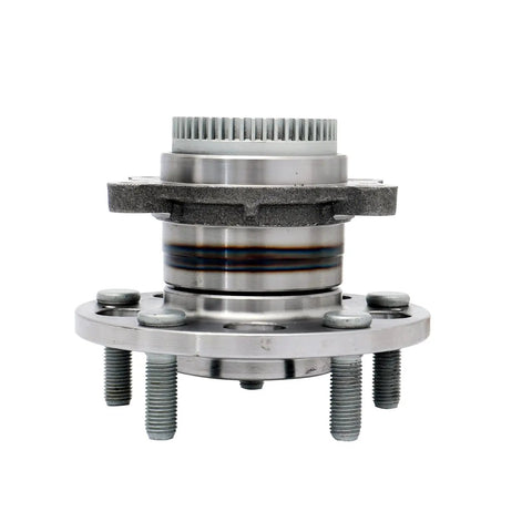 Front view of a rear wheel hub bearing assembly, suitable for Hyundai Elantra and Kia Forte FWD models 2013 to 2018.