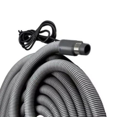 Current-Carrying Crush-Proof Central Vacuum Hose With Swivel Handle, 30 Foot Length, dark gray vinyl over wire construction