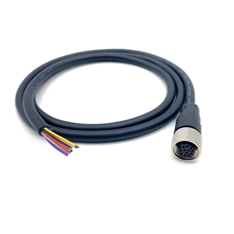 M12 12 Pin Female Connector Cable A Code Straight Aviation Plug Electrical PVC Industrial Molded Unshielded 5 Meter AWG 26
