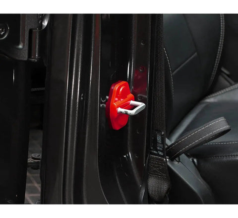 Door Lock Cover Buckle Decor Trim For Jeep Wrangler JL JLU Gladiator JT Red ABS installed on vehicle latch