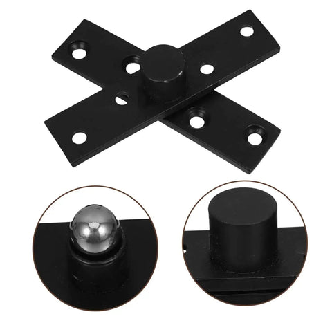 Close-up of No Nonsense 360 Degree Hidden Door Hinge Heavy Duty Stainless Steel Invisible Pivot in black, showing pivot mechanism.
