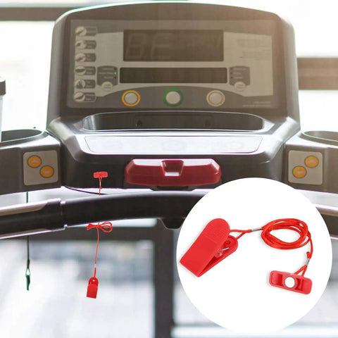 Two Pack Treadmill Magnet Safety Keys Universal Emergency Stop Magnetic Switch shown on treadmill control panel.