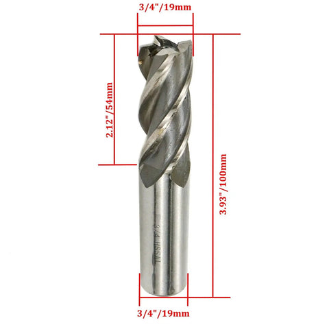 Beefy Heavy Duty End Mill For Metalworking Three Quarters Inch Cutting Diameter And Three Quarters Inch Shank High Speed Steel Cutter