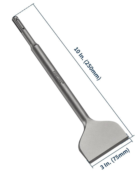 Alloy Steel Cranked Tile Removal Chisel For SDS Plus Rotary Hammers 3 Inch Wide By 10 Inch Long Bent Tile Chisel Bit for Ceramic Tile Cement Thinset Mortar Vinyl Fits Dewalt Bosch Milwaukee Makita Hitachi SDS Tools FS18310.