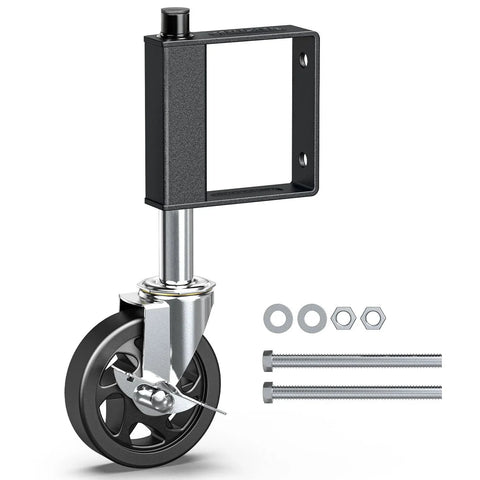 Heavy Duty Gate Caster With Spring Loaded Wheel, Swivel Gate Wheel for Wooden Gates and Fences, 220 Lbs Capacity Per Caster