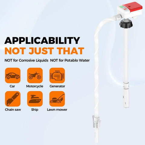 Portable Fuel Transfer Pump With Auto Stop Sensor Prevents Spills 3.2 GPM Automatic Fuel Transfer Kit with white hose and trigger.