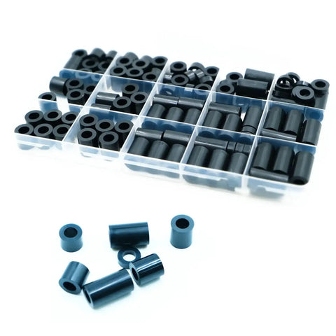 120 Piece Black Nylon ABS Round Spacers Kit No Threads, Plastic Spacer Set For M3 Screws, Assorted Sizes And Lengths From 3mm To 25mm, ID 3.2mm