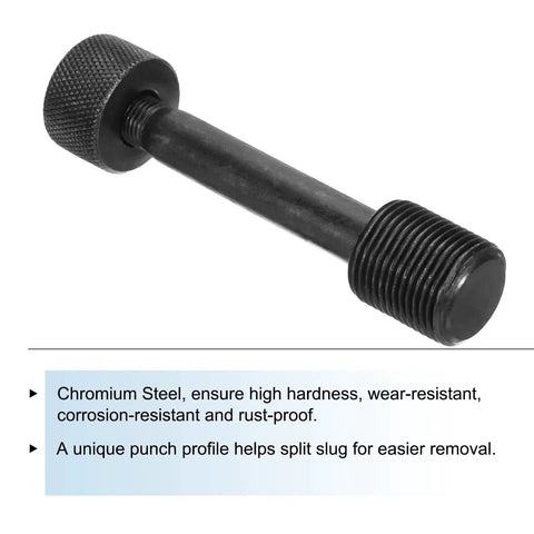 Pro Grade Heavy Duty Hydraulic Knockout Punch Draw Stud Kit With M20 x 1.5 And M10 x 1 Threads, chrome steel close-up
