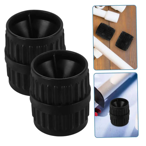2 Pack Tube Deburring Reamers For Copper Pipes, Inner Outer Reamer Set, shown in black with textured grip, used for chamfering.