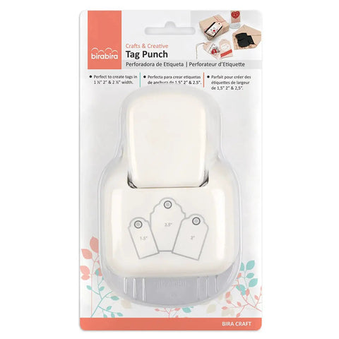 Round Tag Punch Set With Lever Action For Paper Crafting Includes 1.5 Inch 2 Inch And 2.5 Inch Punches Embossed Center Hole Compact Tool