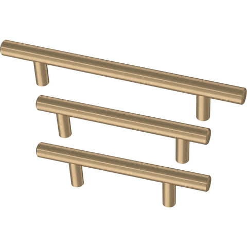 Champagne Bronze Cabinet Handles 3 Inch Hole Center Modern Pulls For Drawers And Cabinets 10 Pack Durable Solid Bar Hardware