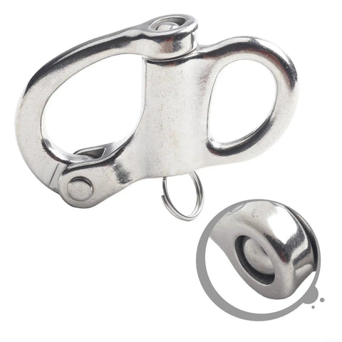 Shophubio marine-grade 316 stainless steel quick-release shackle with fixed bail, front view