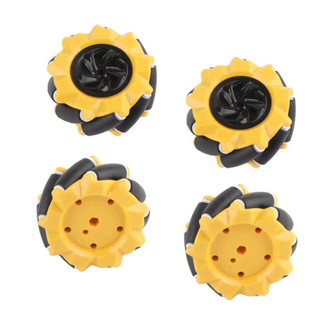 Mecanum Wheel Omni Directional Robot Car Kit Two Pairs 80mm ABS Rubber Yellow Black For DIY Projects TT Motors Building Blocks