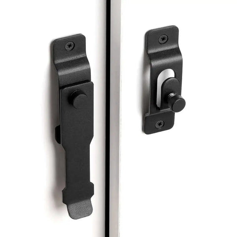 Matte Black Flip Latch Gate Latch Lock For Barn Fence And Sliding Doors, heavy-duty stainless steel, front view on white surface