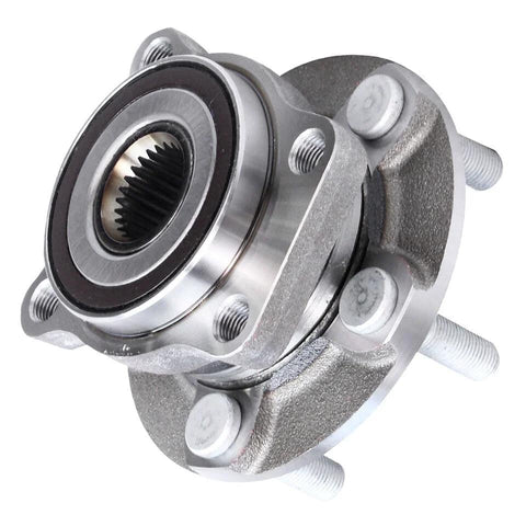 Close-up of 4 Piece Wheel Bearing Hub Assembly Set For Subaru Forester 2009-2013, Impreza 2008-2013, And WRX 2013 Front And Rear Replacement Kit