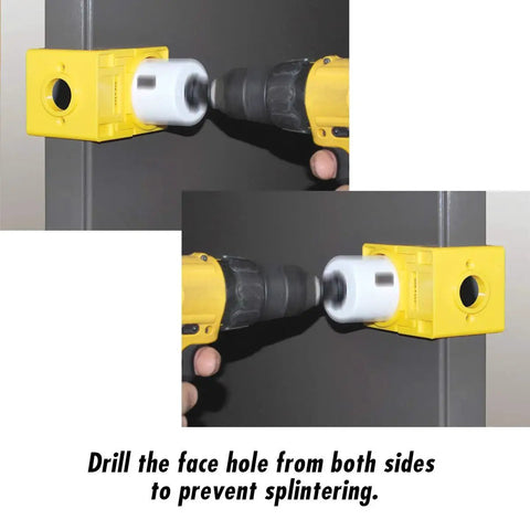 Bi-Metal Lock Installation Kit with adjustable guide template used on steel door for precise drilling.