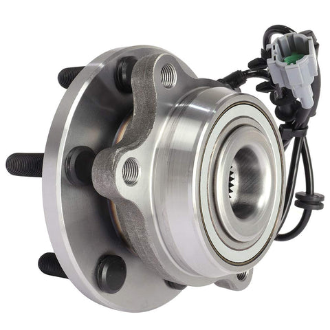 Front Wheel Bearing And Hub Assembly With Wheel Speed Sensor For 2005 To 2015 Frontier, Pathfinder And Xterra 6 Lug 4x4 Trucks Pre Greased And Sealed