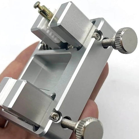 Adjustable Aluminum Soldering Jig For Electronics PCB Assembly And Jewelry Watch Repair, rock-solid clamp fixture in hand view