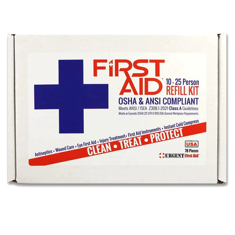 Refill And Upgrade 25 Person First Aid Kit, 78 Pieces, ANSI Z308.1-2021 Class A, OSHA Compliant, office home car ready box