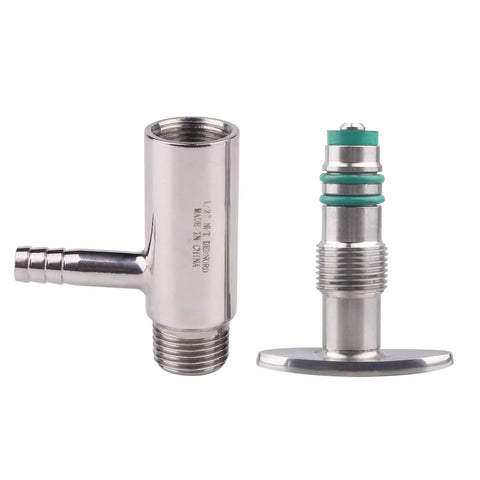 Stainless steel DERNORD sanitary sample valve, two-piece, 1.5 in tri-clamp ferrule, elliptic handle, barbed outlet.