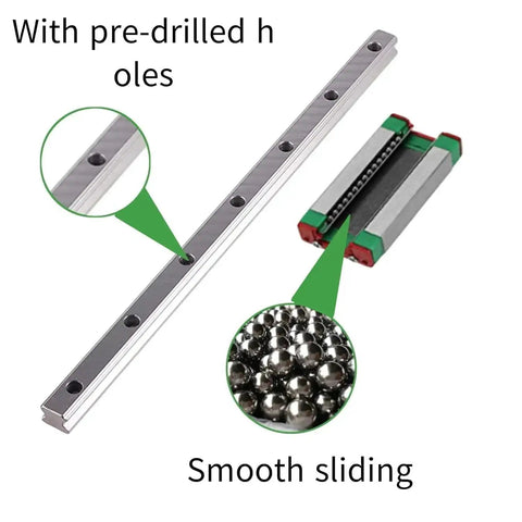 MGN9H 150mm Linear Rail Guide Kit with Carriage Block, Steel Beads, and Limit Blocks for DIY 3D Printer and CNC Machines