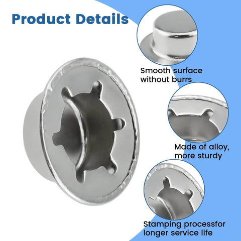 Heavy Duty Push Nut Cap Set For Five Eighths Inch Axles, Built Tough With Spring Steel Permanent Washer Caps, product details view