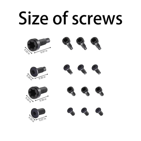 Different sizes of security screws from DIY Ready Double Ended T6 T15 Screwdriver Kit With Flat And Cross Bits, Pry Tool, And 16 Security Screws
