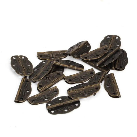 Vintage Engraved Bronze Butterfly Hinges for Cabinets and Jewelry Boxes Pack of 20 With Screws Included, 1.18 Inches Long By 0.83 Inches Wide