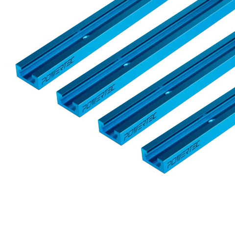 36 Inch Double Cut Universal T Track Set Four Pack with predrilled mounting holes, anodized aluminum, front view