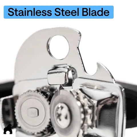 Close-up of Heavy Duty Stainless Steel Smooth Edge Manual Can Opener And Bottle Opener With Oversized Handheld Turn Knob