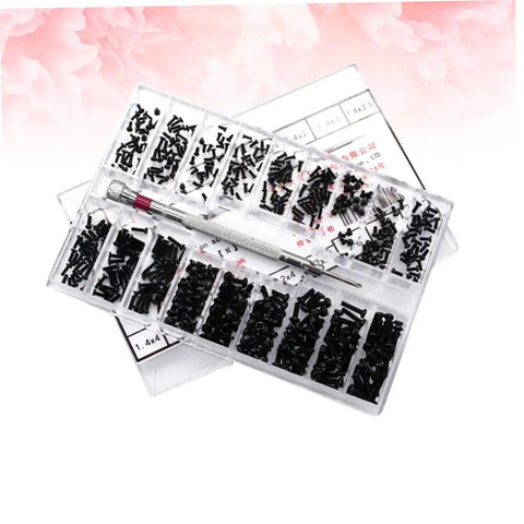 Miniature Screw Set Kit For DIY Repairs And Pros, Pro Grade Lightweight Portable Screws Assortment with screwdriver in clear case