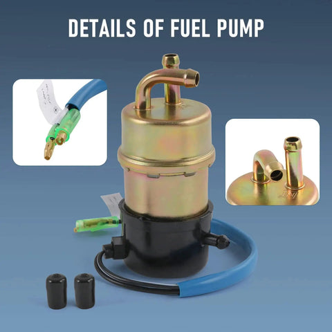 Fuel Pump Replacement For Honda TRX350 FourTrax Foreman 4x4 1986 Through 1989 12V Beefed Up Heavy Duty Metal Upgrade, connectors shown
