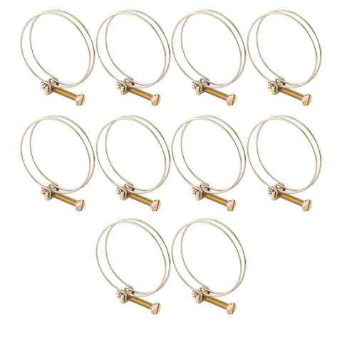 10 Pack Stainless Steel Double Wire Hose Clips Adjustable Water Hose Barb Clamps For Plumbing Fasteners Fits 46 To 51 Mm Zinc Plated Finish