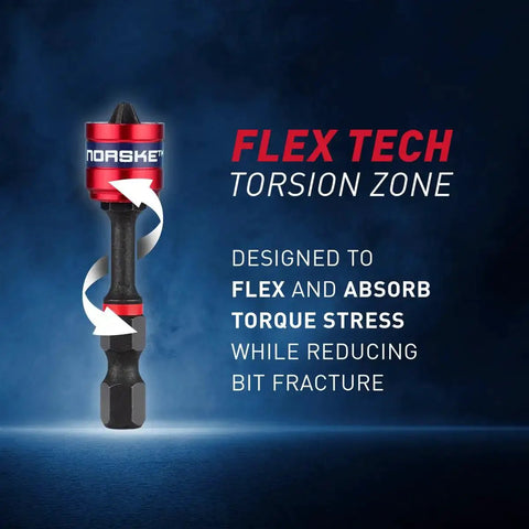 Magnetic Float Collar Screw Holder No 2 PH with Flex Tech Torsion Zone for stress absorption, black and red design, isolated on dark background