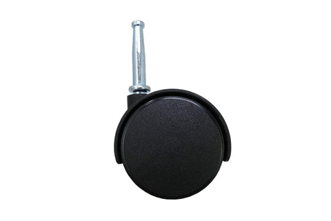 Front view of 2 Inch Twin Wheel Office Chair Caster With Friction Stem Mount, Five Sixteenth Inch Stem Diameter, Black
