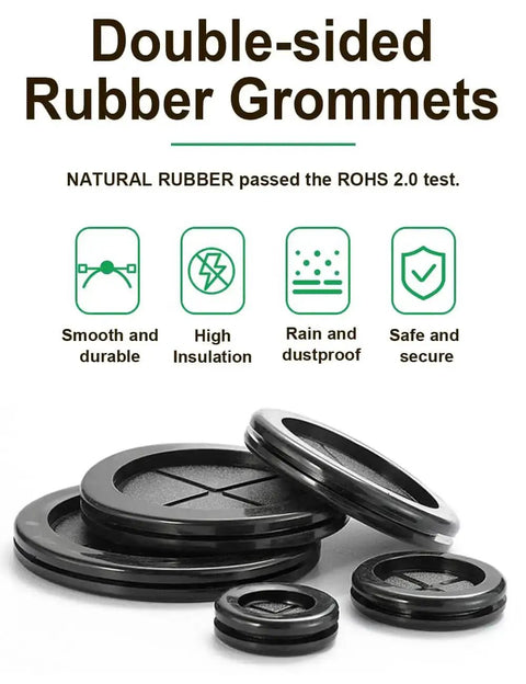 110 Pcs Rubber Grommets Kit With Six Sizes Five Sixteenths Inch Three Eighths Inch Waterproof Grommets for Sheet Metal and Cables