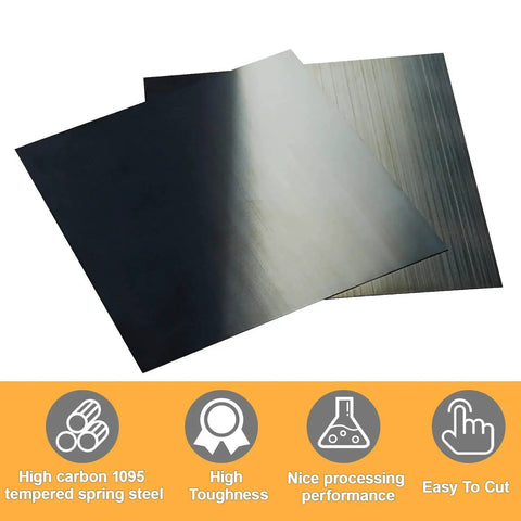 Spring Steel Shim Sheet Set 1095 Blue Tempered Polished Finish 6 Pieces With Thicknesses 0.004 0.008 0.015 0.02 0.024 0.03 Inch