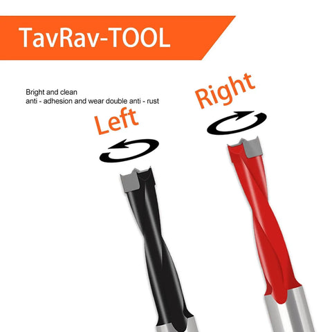 Wood Row Drilling Bits 2 Pack Brad Point Bits With Left And Right Rotation For Woodworking DIYers, 3mm Cutting Diameter, 70mm Length, 10mm Shank, Tungsten Steel, Mirror Sharpened, High Hardness And Wear Resistant TavRav, black and red bits shown.