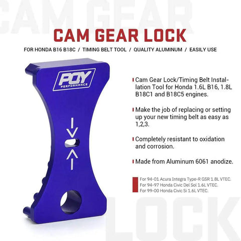 Blue aluminum cam gear lock timing belt installation tool for Honda B16/B18C engines