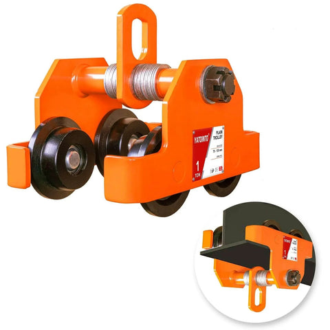Orange 1 Ton Beam Trolley With Dual Wheels Adjustable I Beam Flange 3 To 5 Inches Manual Push Track Roller Hoist