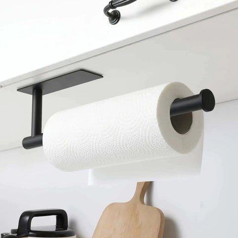 Under Cabinet Paper Towel Holder For Kitchen And Bathroom Wall Mounted Matte Black SUS304 Stainless Steel Roll Rack