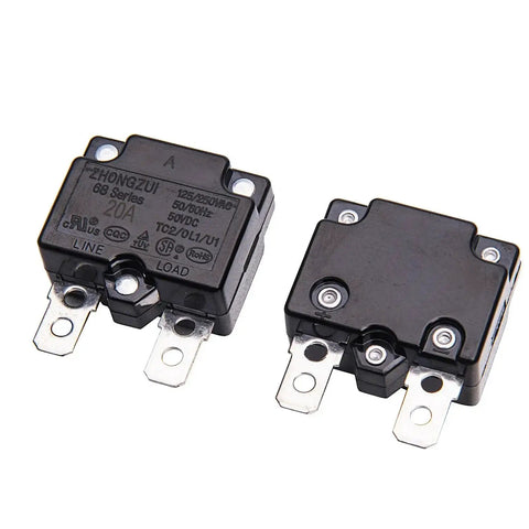Two Pack 20A Auto Reset Circuit Breaker For Kids Ride On Toys Cars 125 To 250 Volt AC And 50 Volt DC Overload Protection