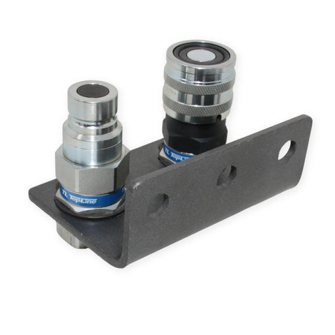 1/2 in hydraulic quick-connect coupler set on mounting bracket, flat-face ISO 16028, steel, TopLine