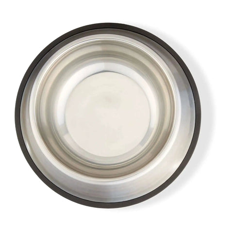 Top view of Stainless Steel Non Skid Dog Food And Water Bowls Set Of 2 For Pups, Dishwasher Safe, Rust Resistant, 38 Ounce Capacity