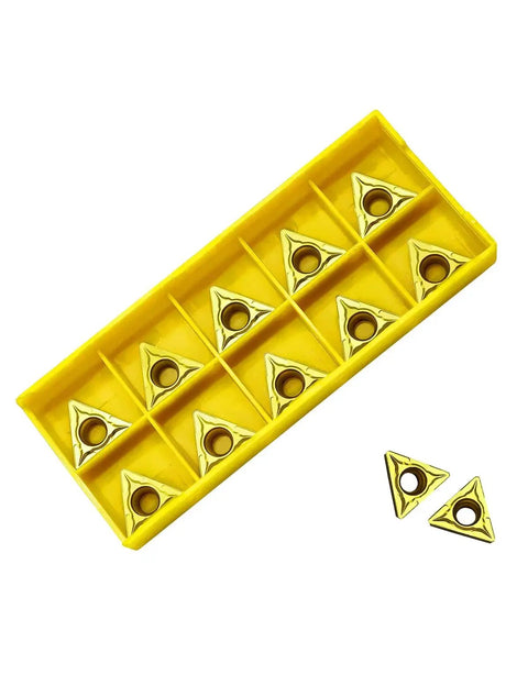 10 Piece Pro Grade Carbide Turning Inserts TCMT16T308 in yellow box for Precision Machining In Steel Stainless Iron And Cast Iron Workpieces