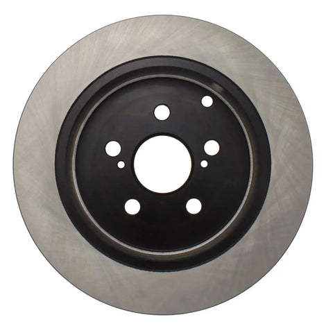 Centric Premium rear brake rotor, 120.44115; silver braking surface with black hub and five lug holes (front view).