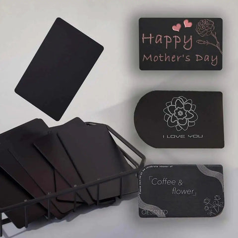 Pro Grade Thick Black Anodized Aluminum Business Cards 86x54mm 0.8mm Thick Set Of 15 With Frosted Protector Sleeves displayed in various designs