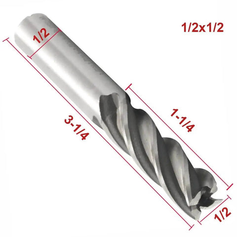 Milling Cutter Set HSS Square Nose End Mills With Straight Shank Four Flute Five Piece Kit Including Diameters Three Sixteenths Inch Five Thirty Seconds Inch Seven Sixteenths Inch One Half Inch Nine Sixteenths Inch For Slotting Profiling And Keyway