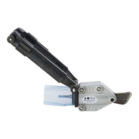 TurboShear Drill Attachment For Corrugated Metal Roofing, 360 Degree Rotating, Drill Powered Shear, side view close-up